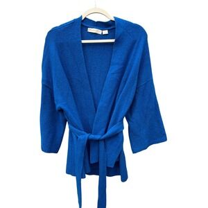 Sleeping On Snow Anthropologie Blue Knit Wrap Cardigan Alcott Belted Kimono‎ M